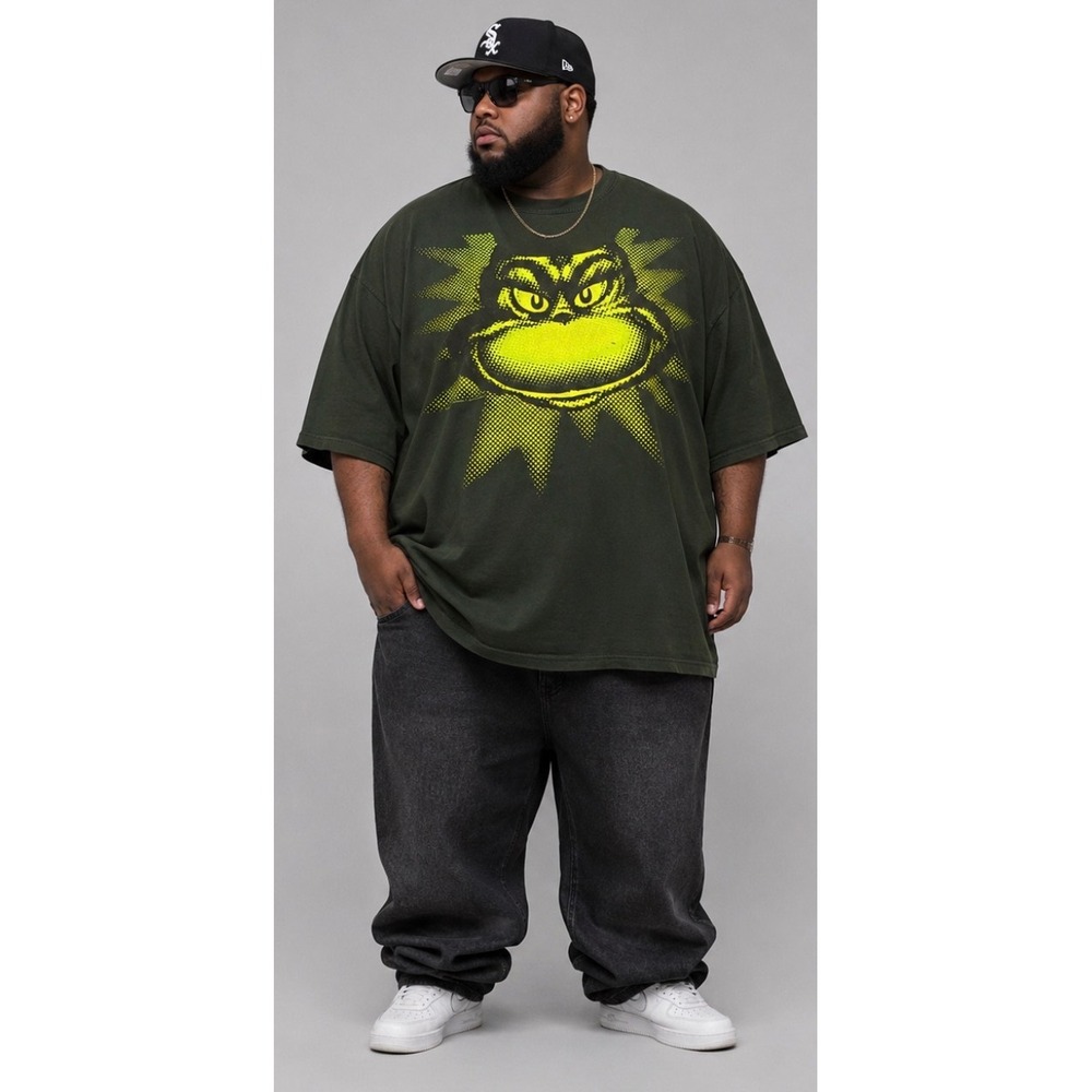 Vintage 2001 Dr Seuss The Grinch Yazbek Green Graphic T-Shirt Mens 3XL Y2K Gym
